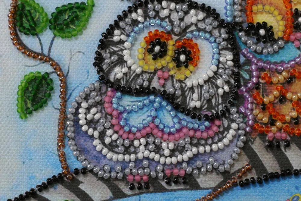 Bead Embroidery Kit Mini Bead embroidery kit Owl Duet