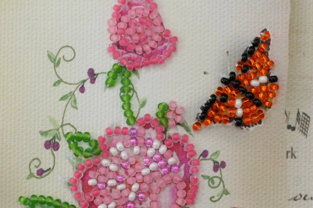 Postcards Bead Embroidery Kit Postcard Bead embroidery kit Flowers and butterfly