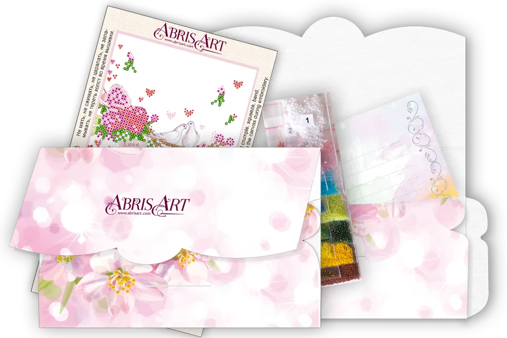 Postcards Bead Embroidery Kit Postcard-envelope for microbead embroidery Wedding tinsel