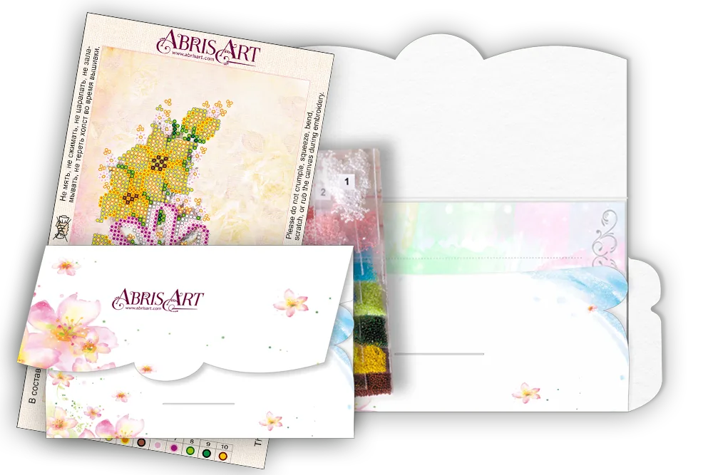 Postcards Bead Embroidery Kit Postcard-envelope for microbead embroidery Wedding flowers