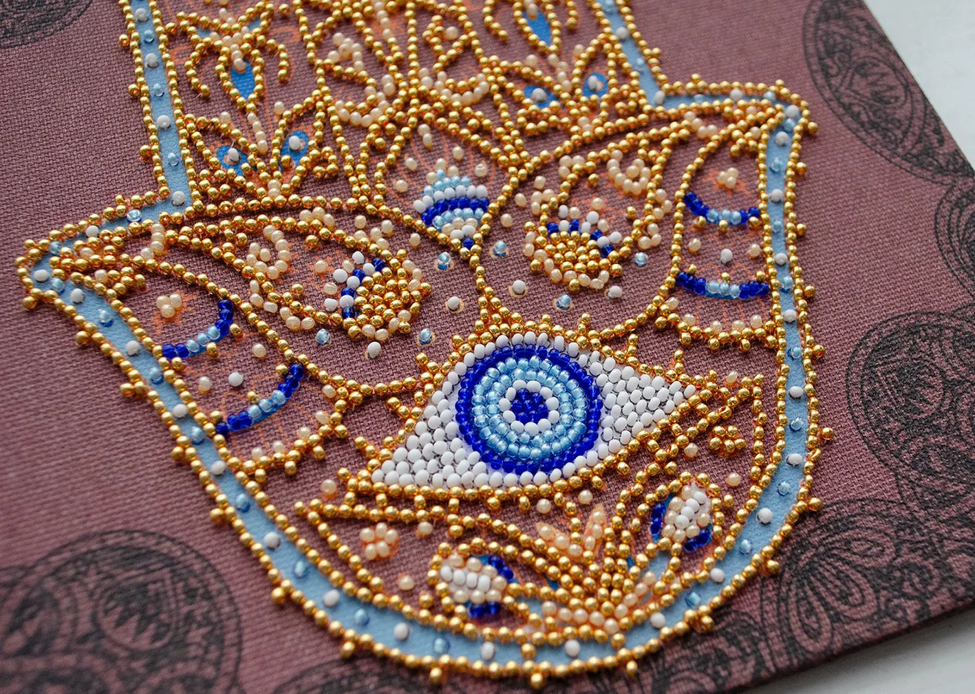 Bead Embroidery Kit Mid-sized bead embroidery kit Golden Hamsa