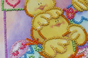 Bead Embroidery Kit Mini Bead embroidery kit Funny chickens