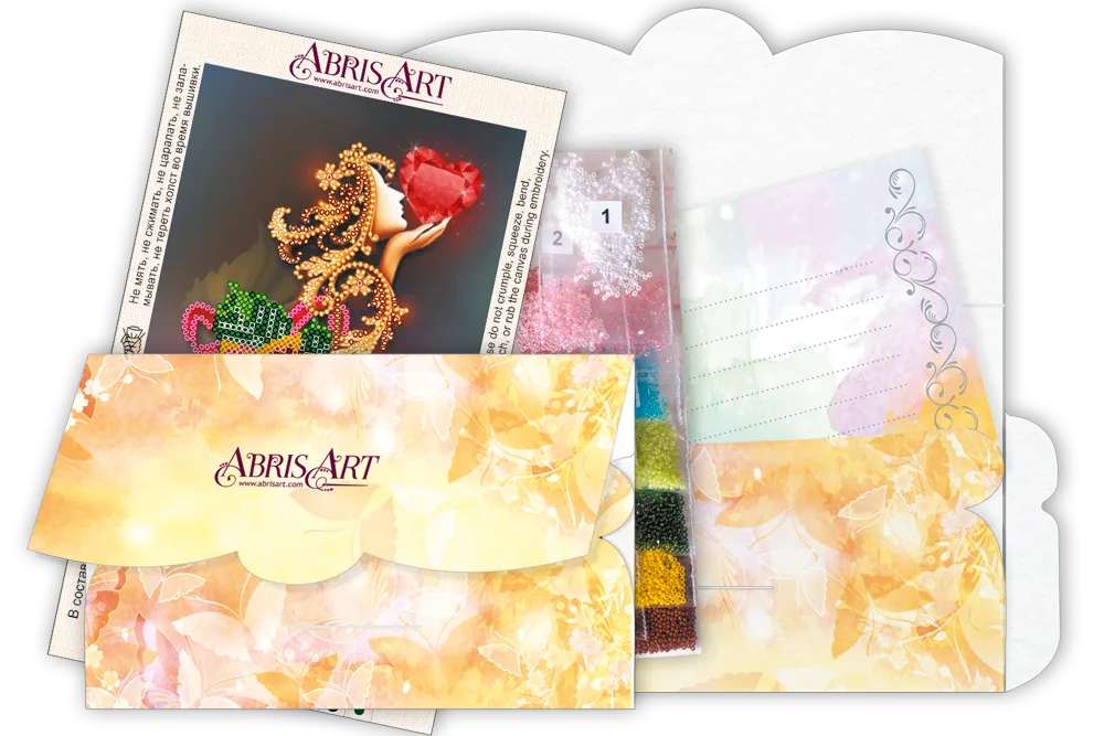 Postcards Bead Embroidery Kit Postcard-envelope for microbead embroidery Velvet roses