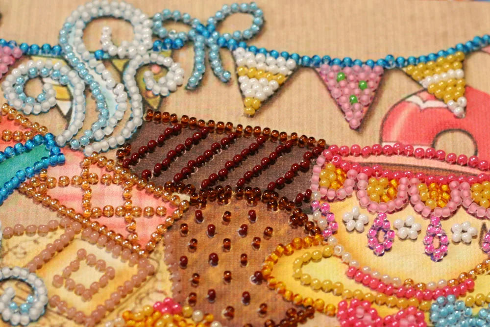 Bead Embroidery Kit Mid-sized bead embroidery kit Crazy tea party