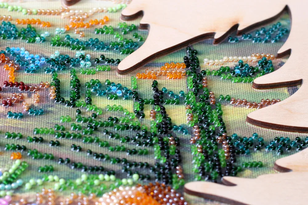 Bead Embroidery Kit Creativity kits/Bead embroidery kits with a wooden frame The sun of Toscana