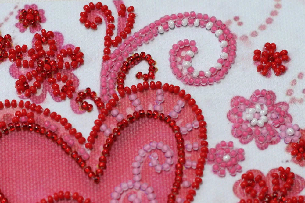 Bead Embroidery Kit Mini Bead embroidery kit Loving hearts