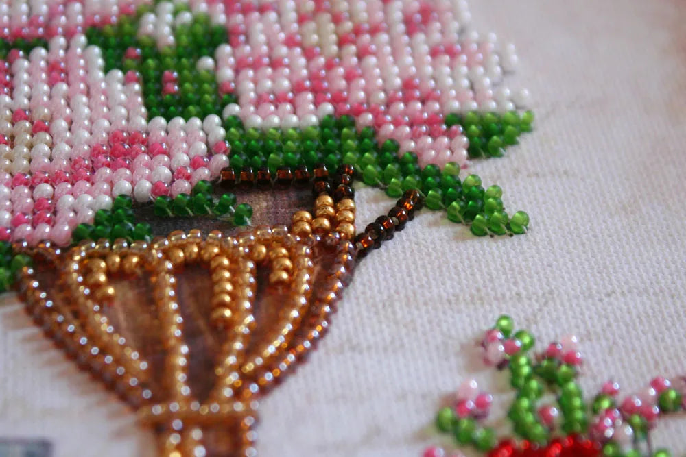 Bead Embroidery Kit Mini Bead embroidery kit Still lafe with a clock