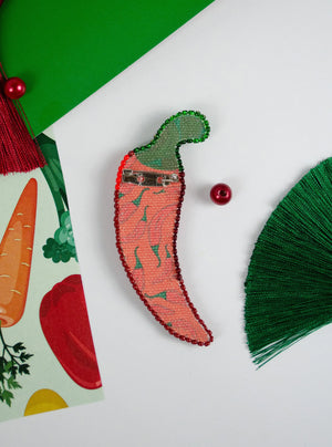 Brooch Embroidery Kit Decoration Hot pepper (Decoration)