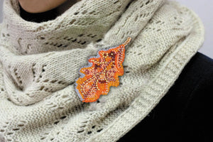 Brooch Embroidery Kit Decoration Oak leaflet