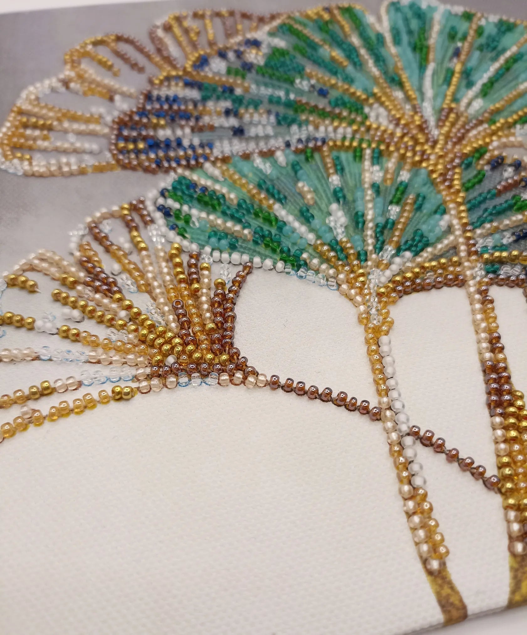 Bead Embroidery Kit Mid-sized bead embroidery kit Emerald leaves