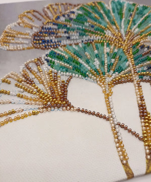 Bead Embroidery Kit Mid-sized bead embroidery kit Emerald leaves