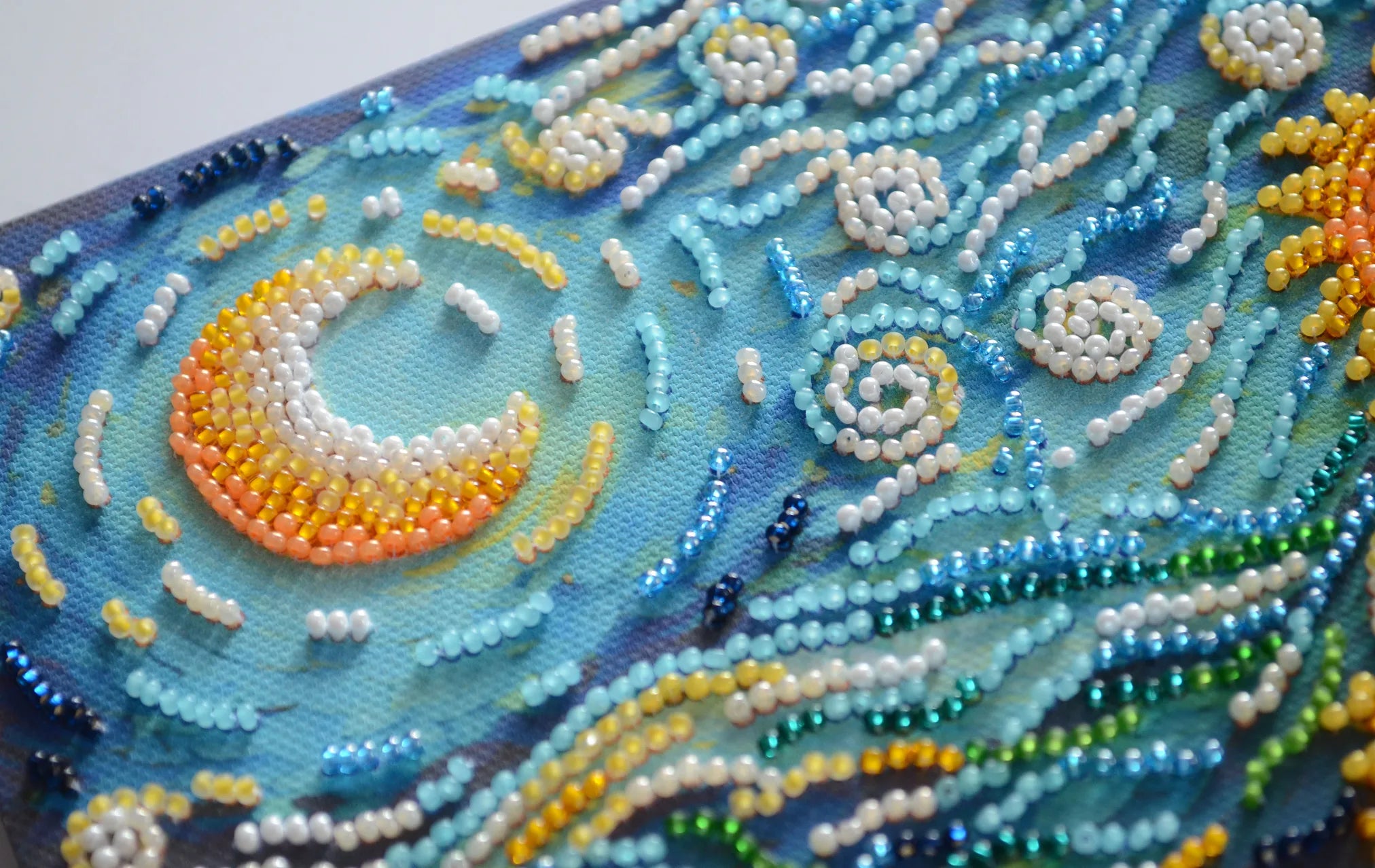 Bead Embroidery Kit Mid-sized bead embroidery kit Sunflowers in night’s embrace