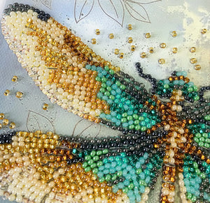 Bead Embroidery Kit Mini Bead embroidery kit Emerald wings (Animals and birds)