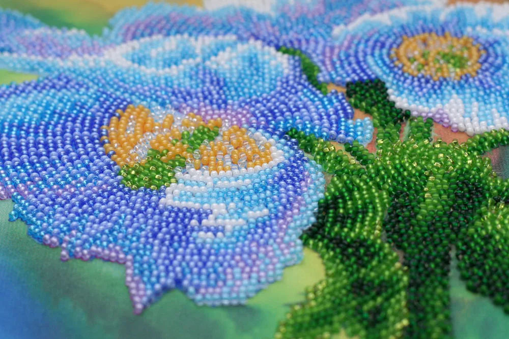 Bead Embroidery Kit Main Bead Embroidery Kit Blue Poppies