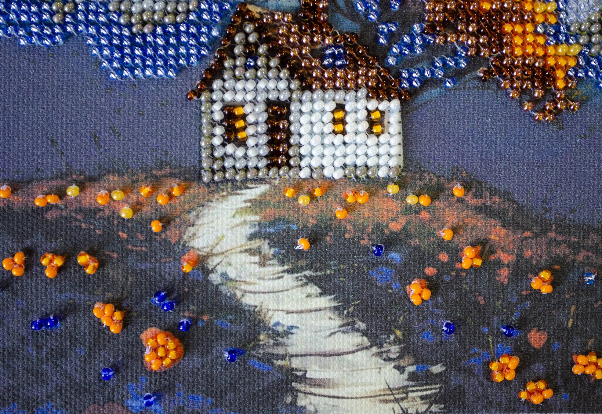 Bead Embroidery Kit Mini Bead embroidery kit Cottage Beneath the Clouds