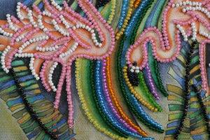 Bead Embroidery Kit Mini Bead embroidery kit Pink flamingos