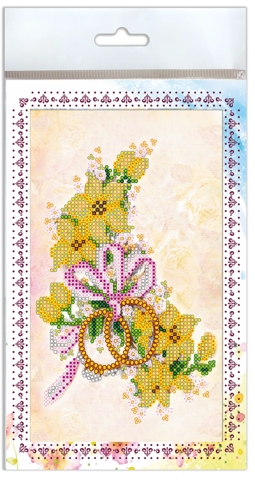 Postcards Bead Embroidery Kit Postcard-envelope for microbead embroidery Wedding flowers