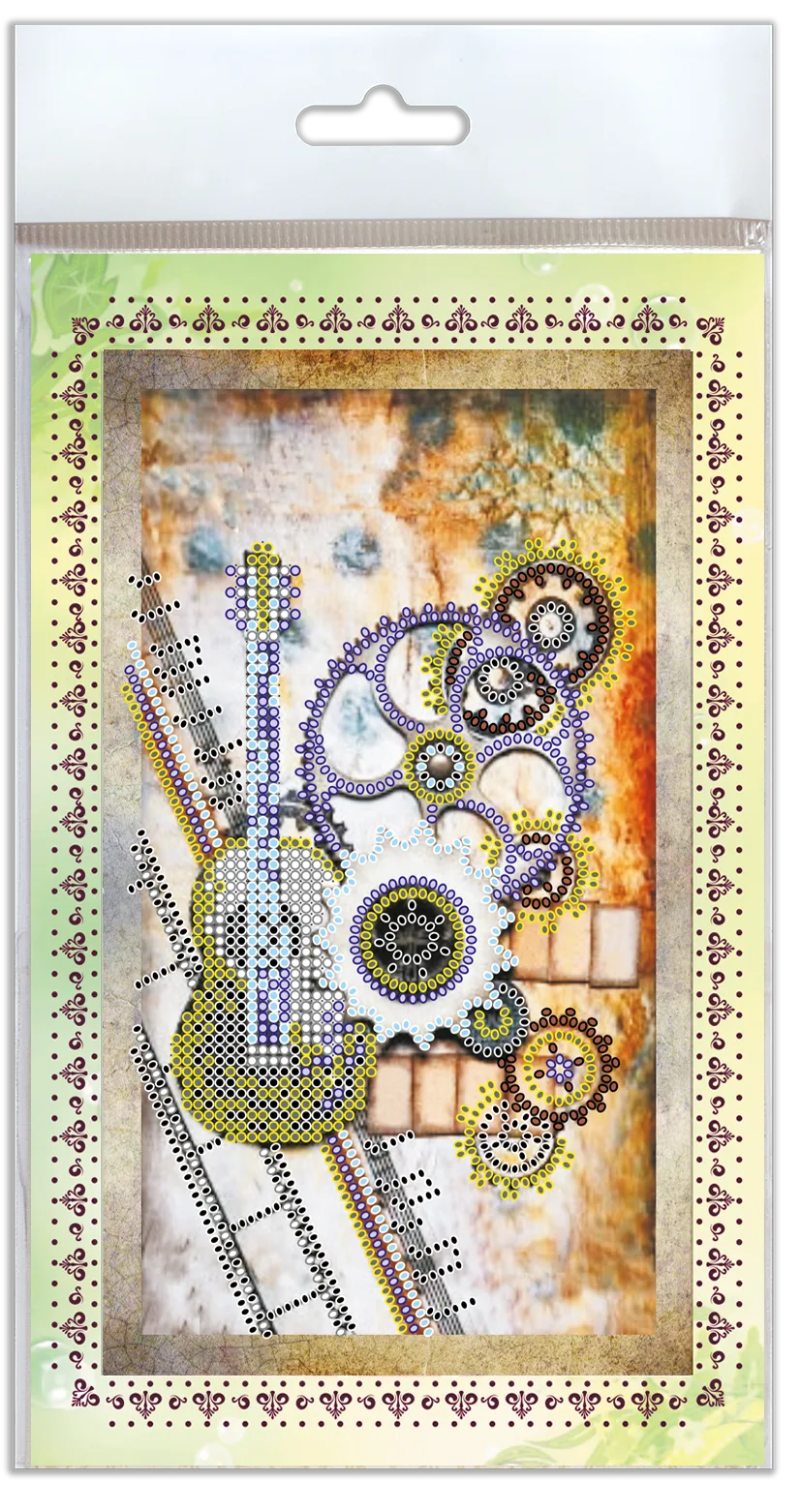 Postcards Bead Embroidery Kit Postcard-envelope for microbead embroidery Guitar