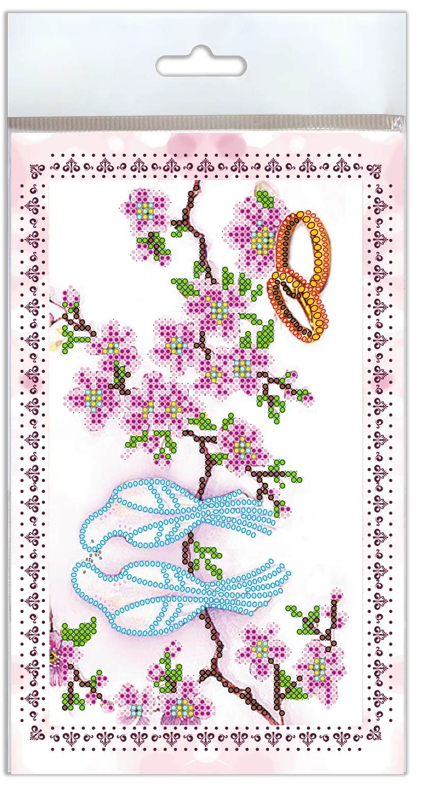 Postcards Bead Embroidery Kit Postcard-envelope for microbead embroidery Wedding birds