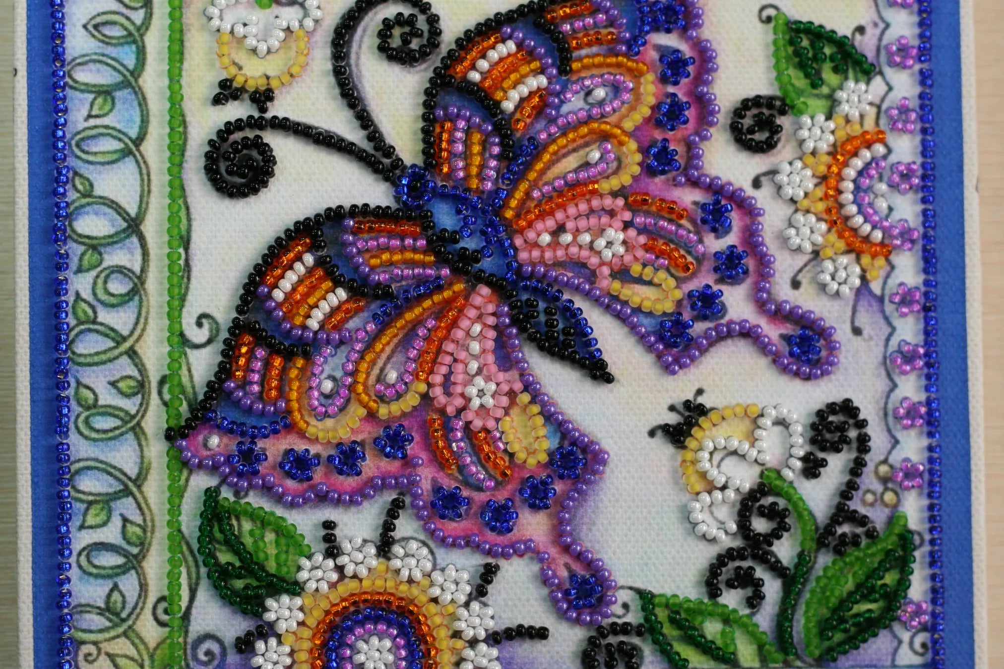 Bead Embroidery Kit Mini Bead embroidery kit Butterfly in flowers