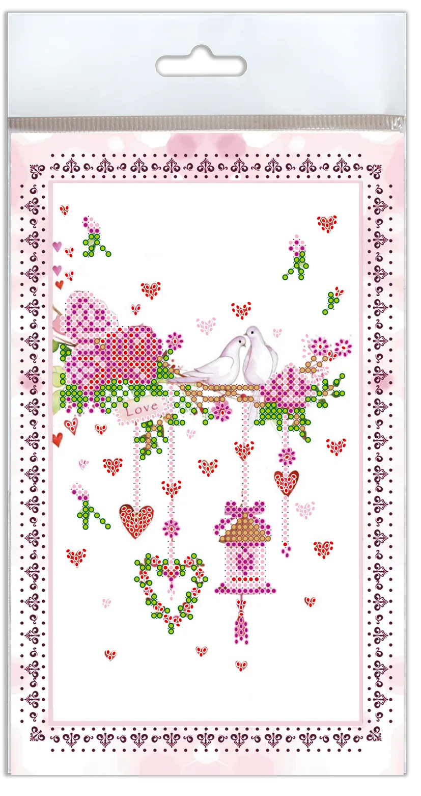 Postcards Bead Embroidery Kit Postcard-envelope for microbead embroidery Wedding tinsel