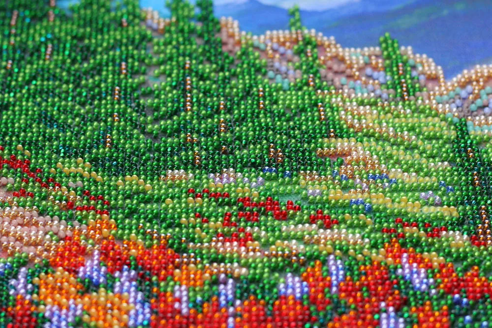 Bead Embroidery Kit Main Bead Embroidery Kit Mountain landscape