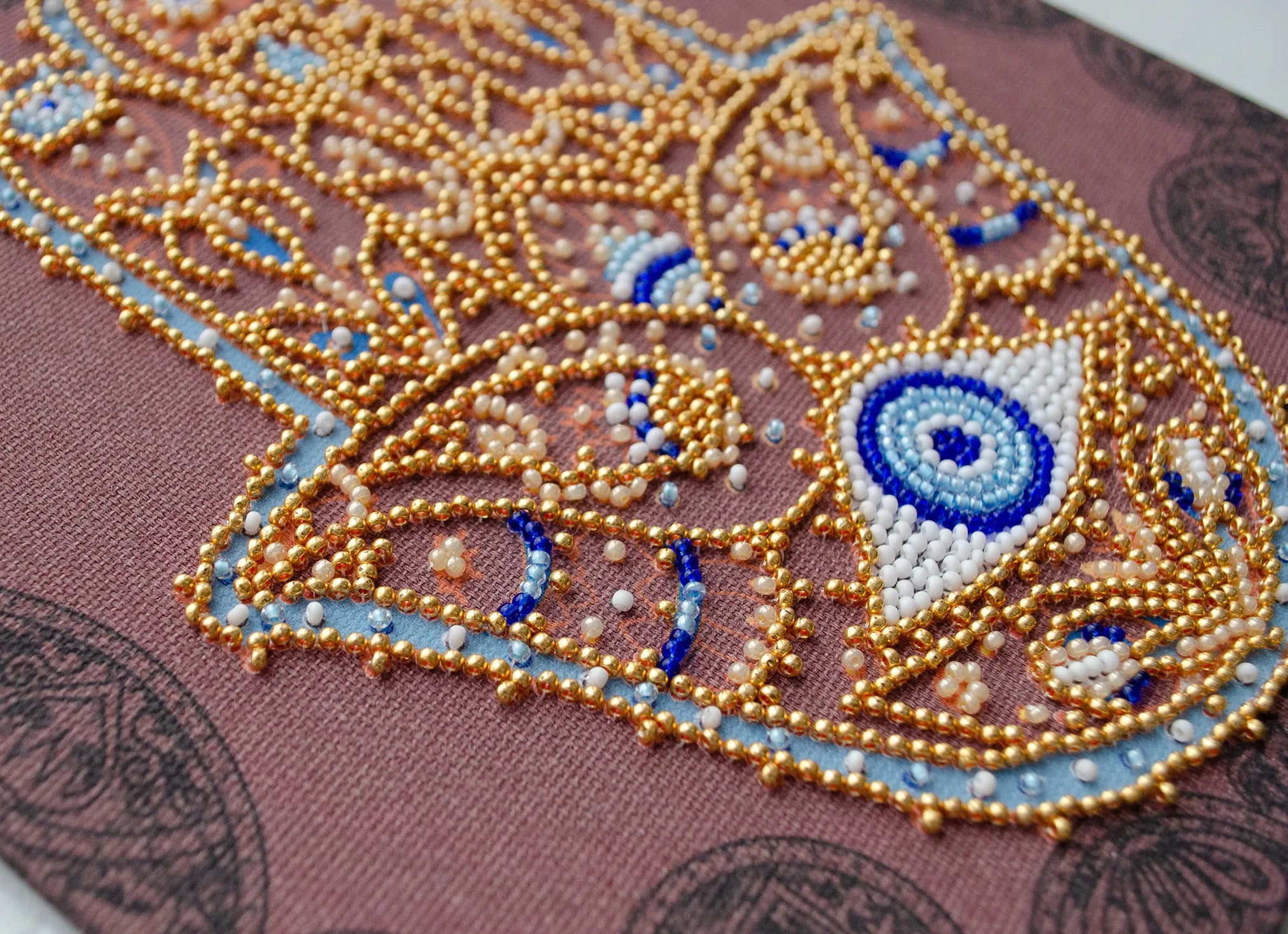Bead Embroidery Kit Mid-sized bead embroidery kit Golden Hamsa
