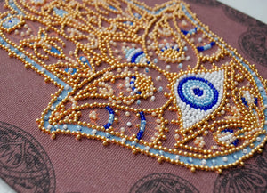 Bead Embroidery Kit Mid-sized bead embroidery kit Golden Hamsa