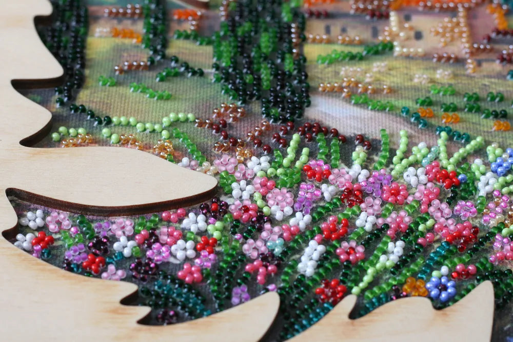 Bead Embroidery Kit Creativity kits/Bead embroidery kits with a wooden frame The sun of Toscana