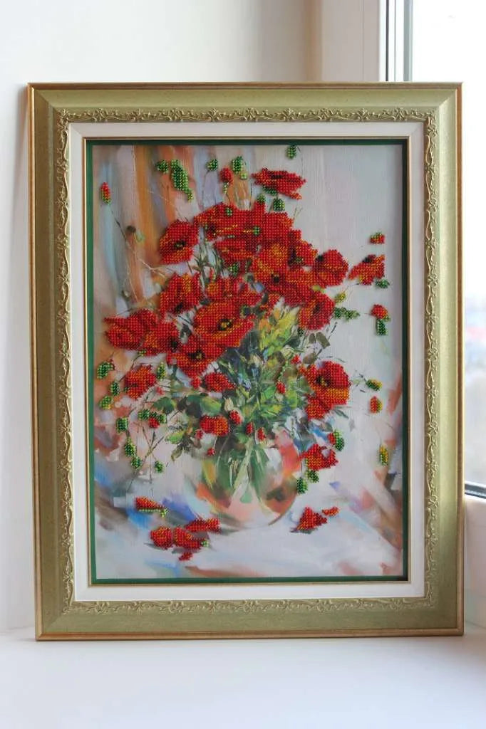 Bead Embroidery Kit Main Bead Embroidery Kit Poppies