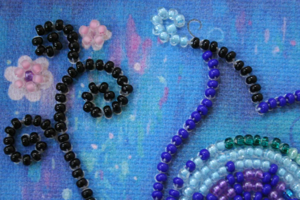 Bead Embroidery Kit Mini Bead embroidery kit Blue owl