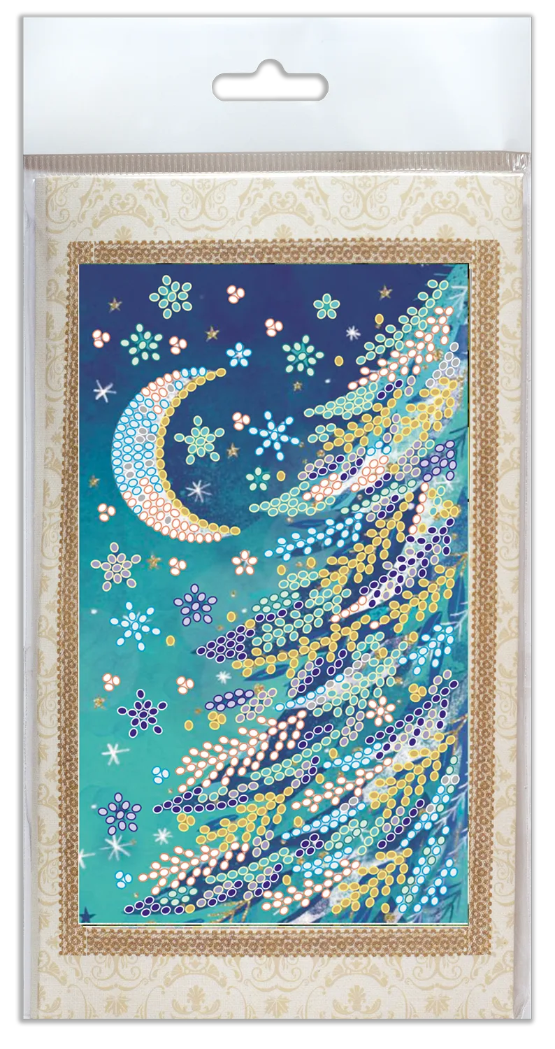 Postcards Bead Embroidery Kit Keychain cross-stitch kit Snowy night