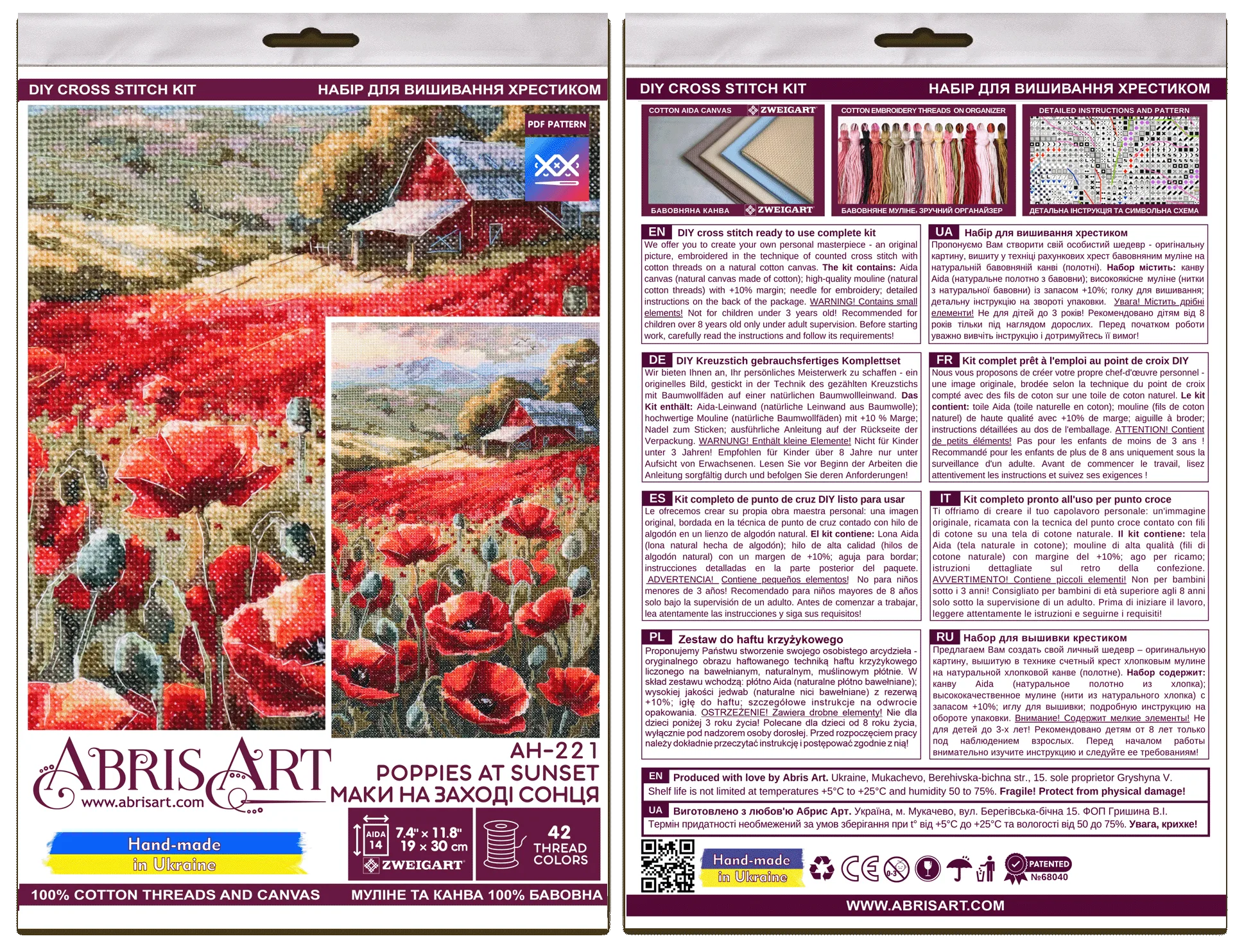 Cross Stitch Kit Cross-stitch kits Poppies at sunset (Landscape)