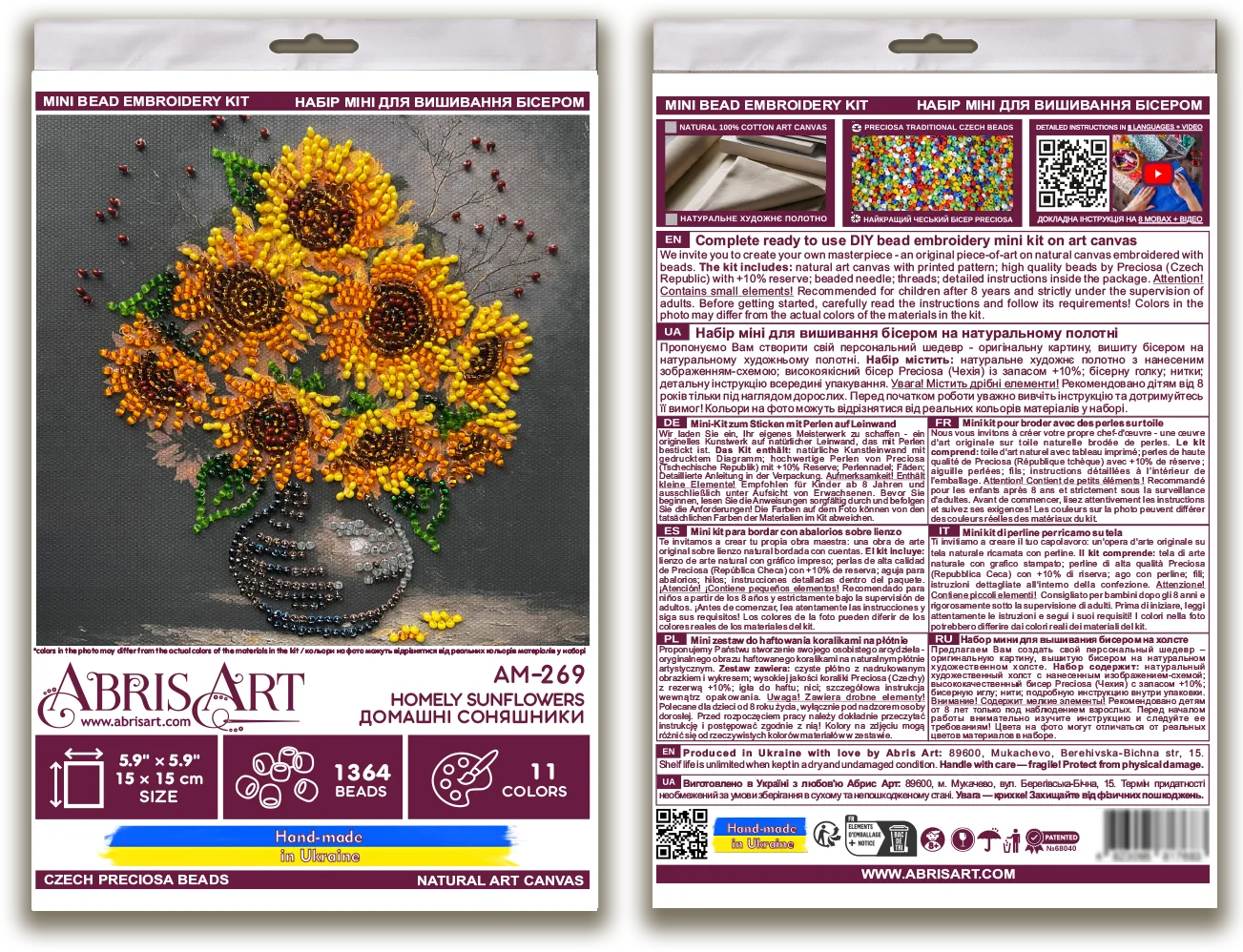 Bead Embroidery Kit Mini Bead embroidery kit Homely sunflowers