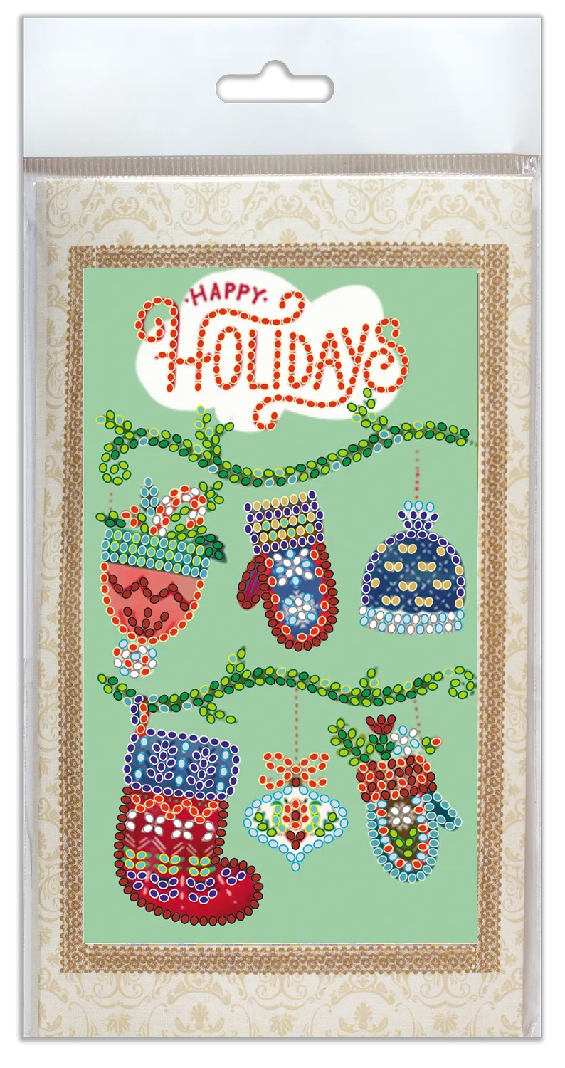 Postcards Bead Embroidery Kit Keychain cross-stitch kit Happy New Year