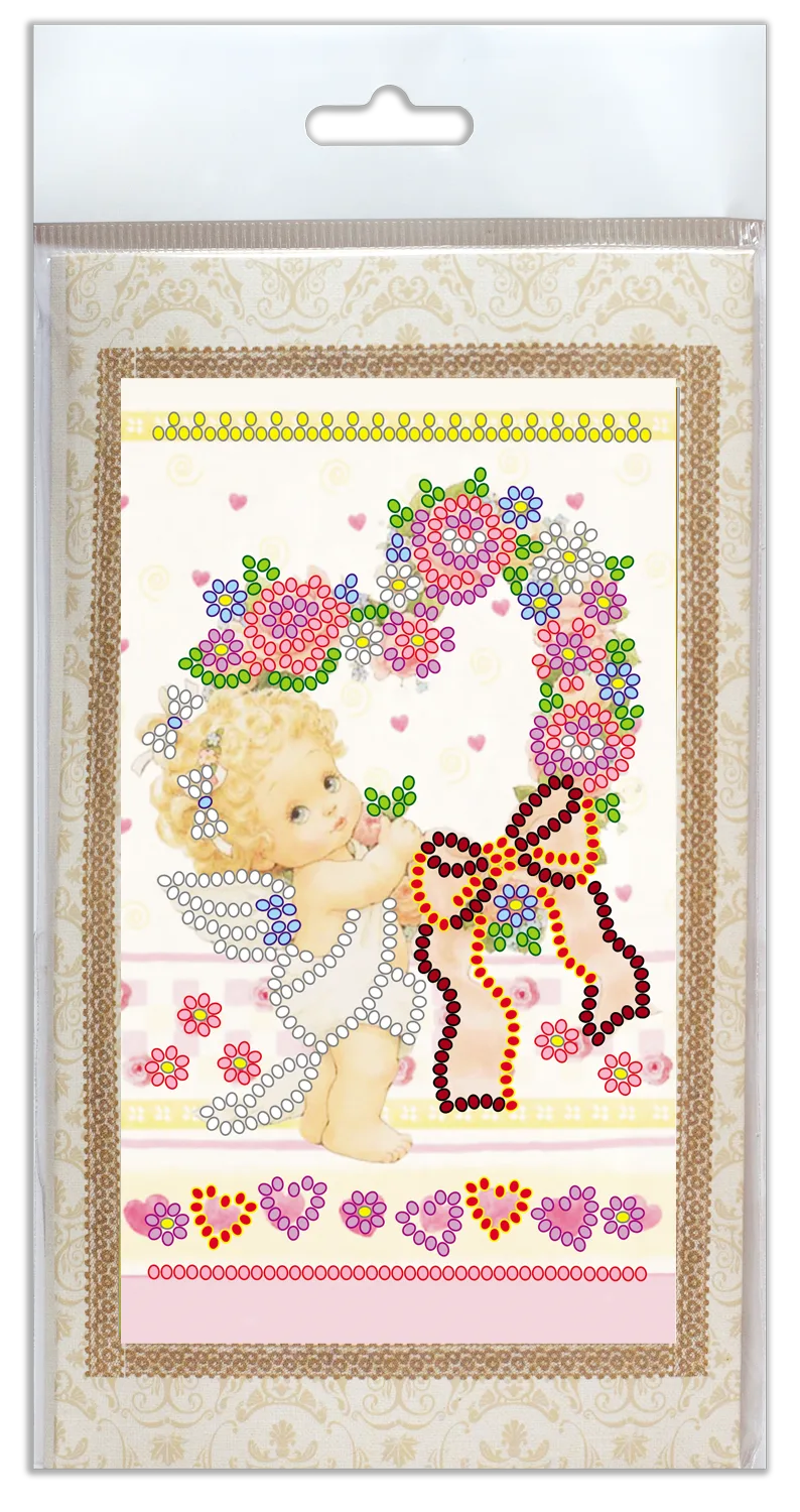 Postcards Bead Embroidery Kit Postcard Bead embroidery kit Mischievous cupid