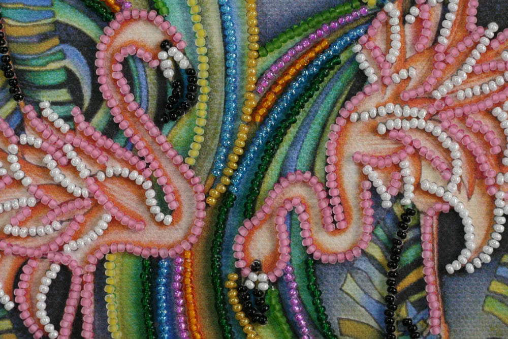 Bead Embroidery Kit Mini Bead embroidery kit Pink flamingos