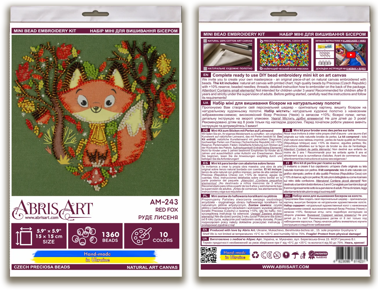 Bead Embroidery Kit Mini Bead embroidery kit Red fox
