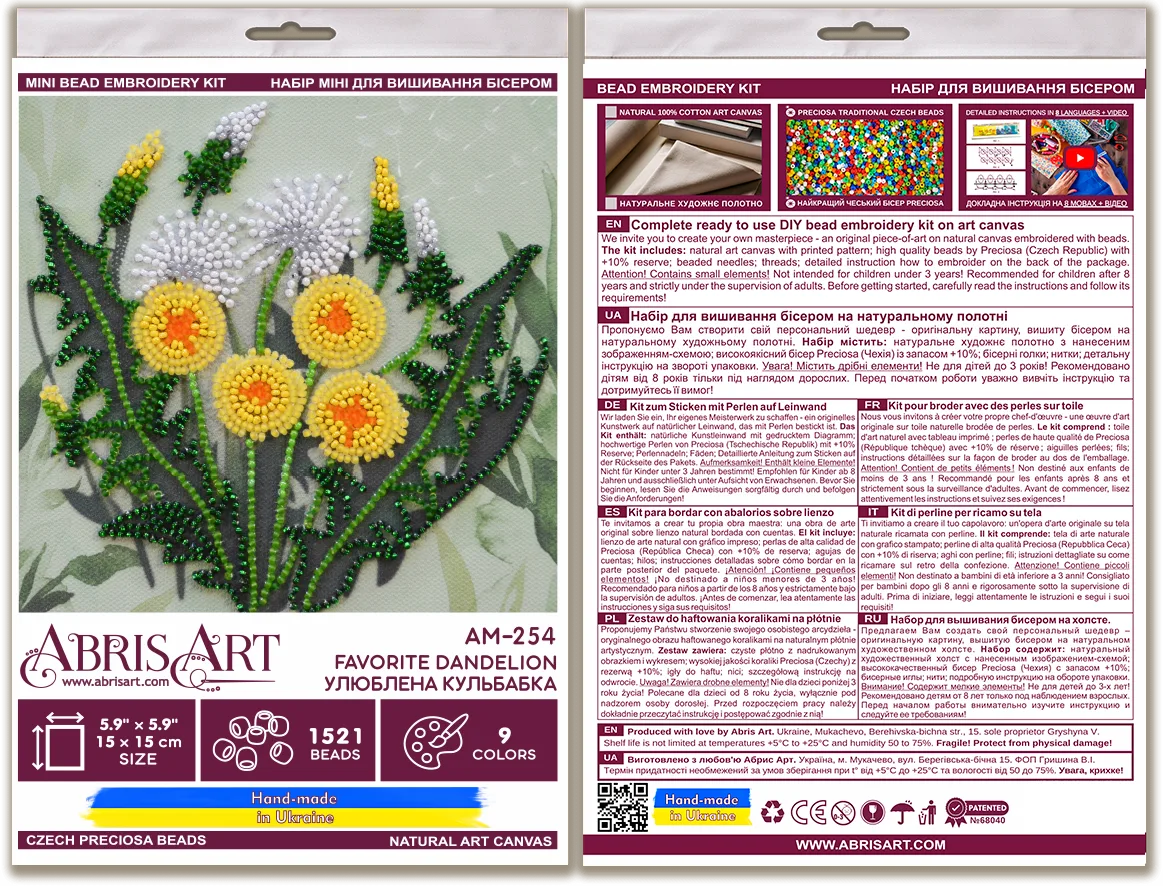 Bead Embroidery Kit Mini Bead embroidery kit Favorite dandelion