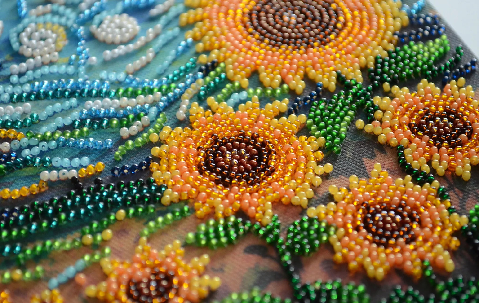 Bead Embroidery Kit Mid-sized bead embroidery kit Sunflowers in night’s embrace
