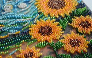 Bead Embroidery Kit Mid-sized bead embroidery kit Sunflowers in night’s embrace