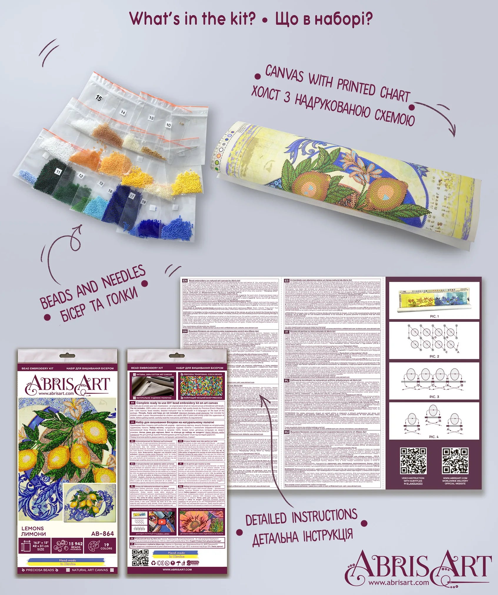 Bead Embroidery Kit Main Bead Embroidery Kit Lemons