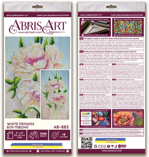 Bead Embroidery Kit Main Bead Embroidery Kit White peonies