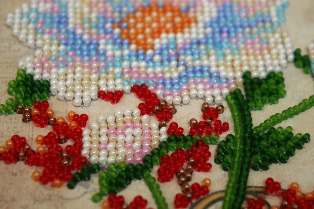 Bead Embroidery Kit Mini Bead embroidery kit White flower