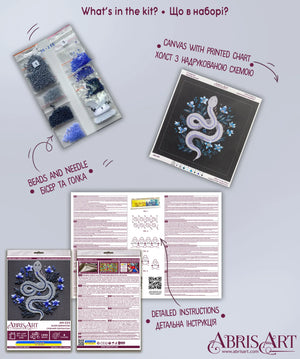 Bead Embroidery Kit Mini Bead embroidery kit Silver serpentine