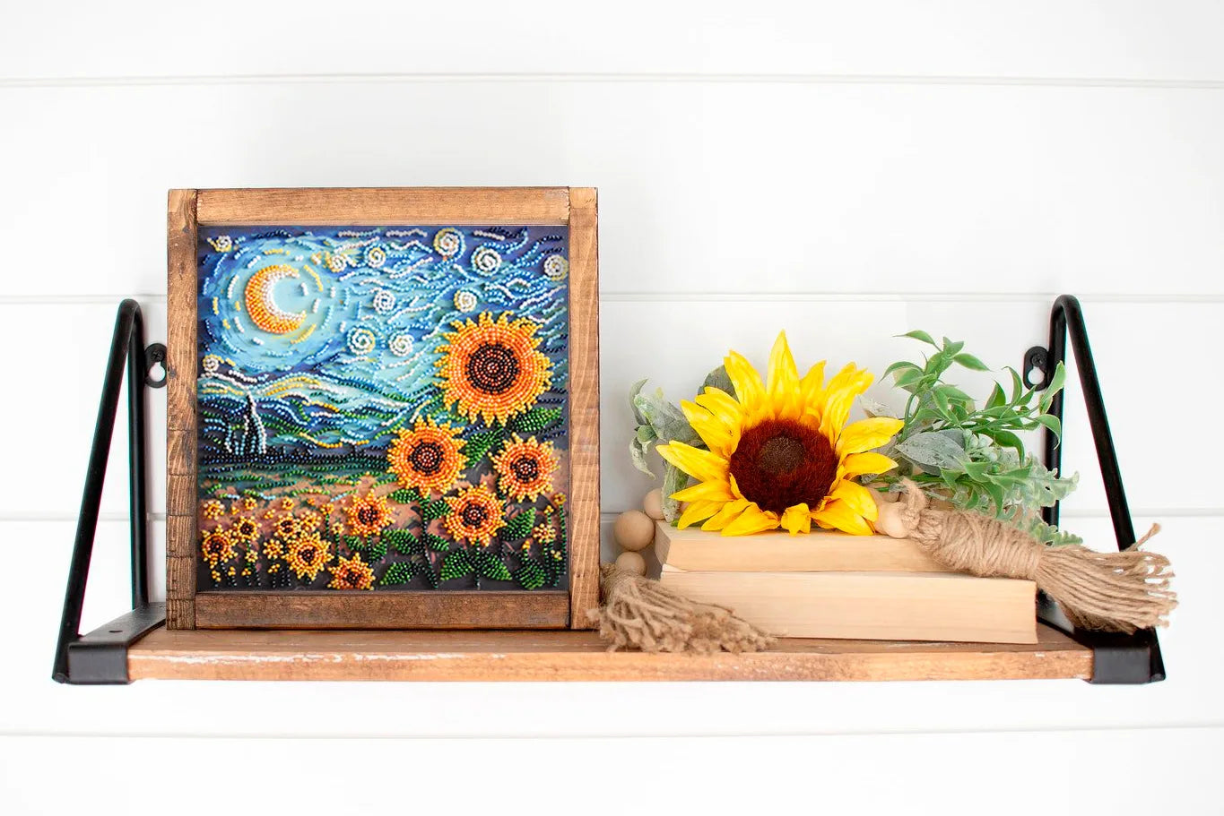 Bead Embroidery Kit Mid-sized bead embroidery kit Sunflowers in night’s embrace