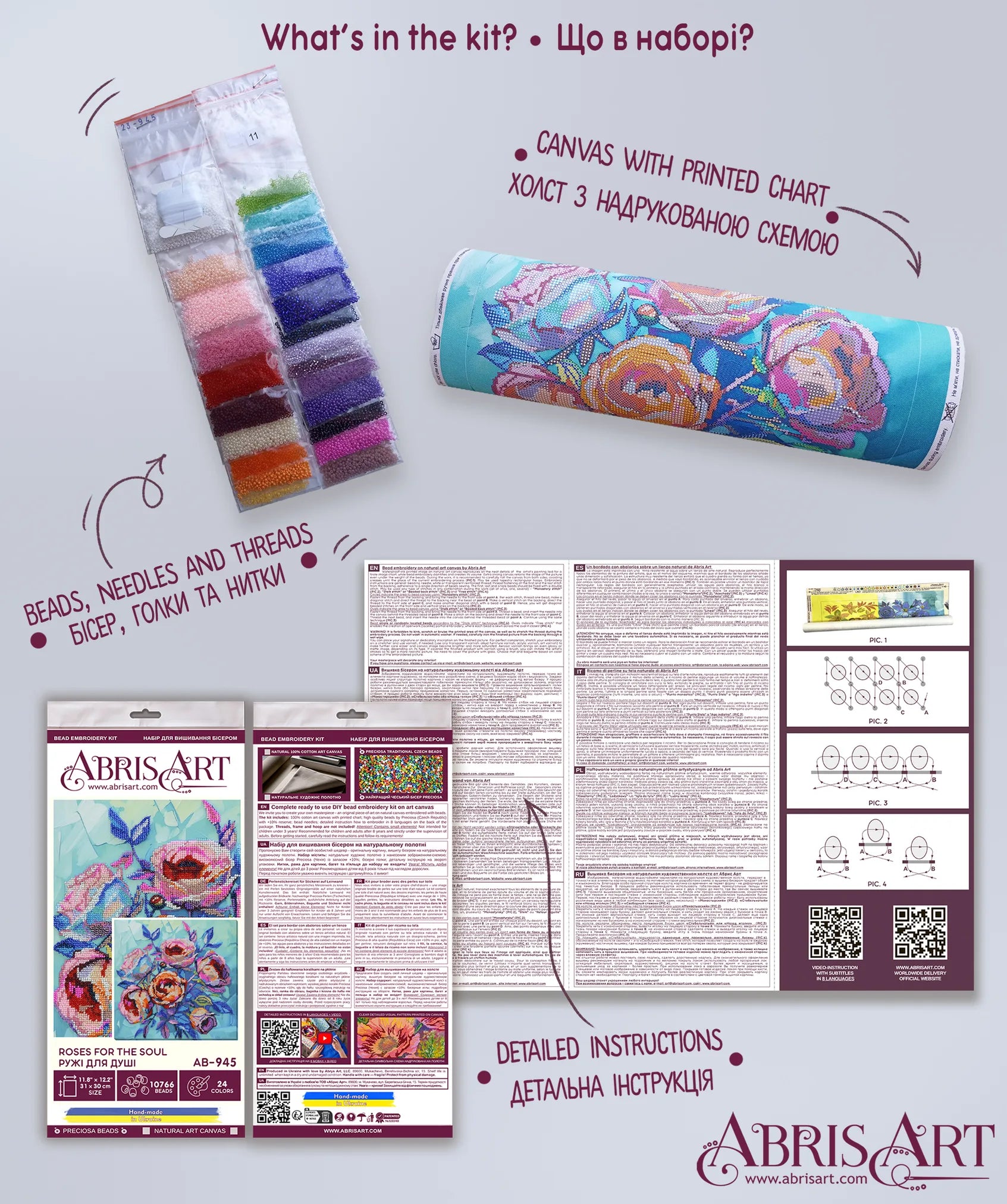 Bead Embroidery Kit Main Bead Embroidery Kit Roses for the Soul