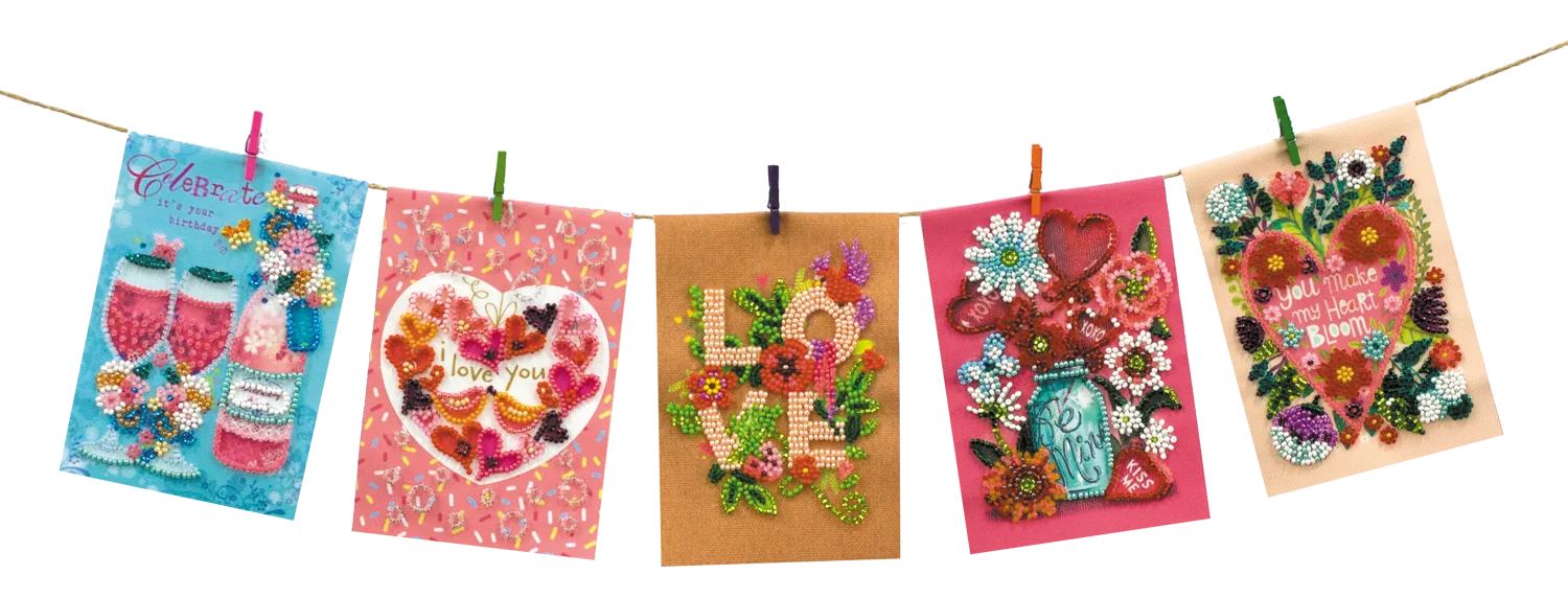 Pennant Bead Embroidery Kit Pennant-kit Bead Embroidery Bouquet with love