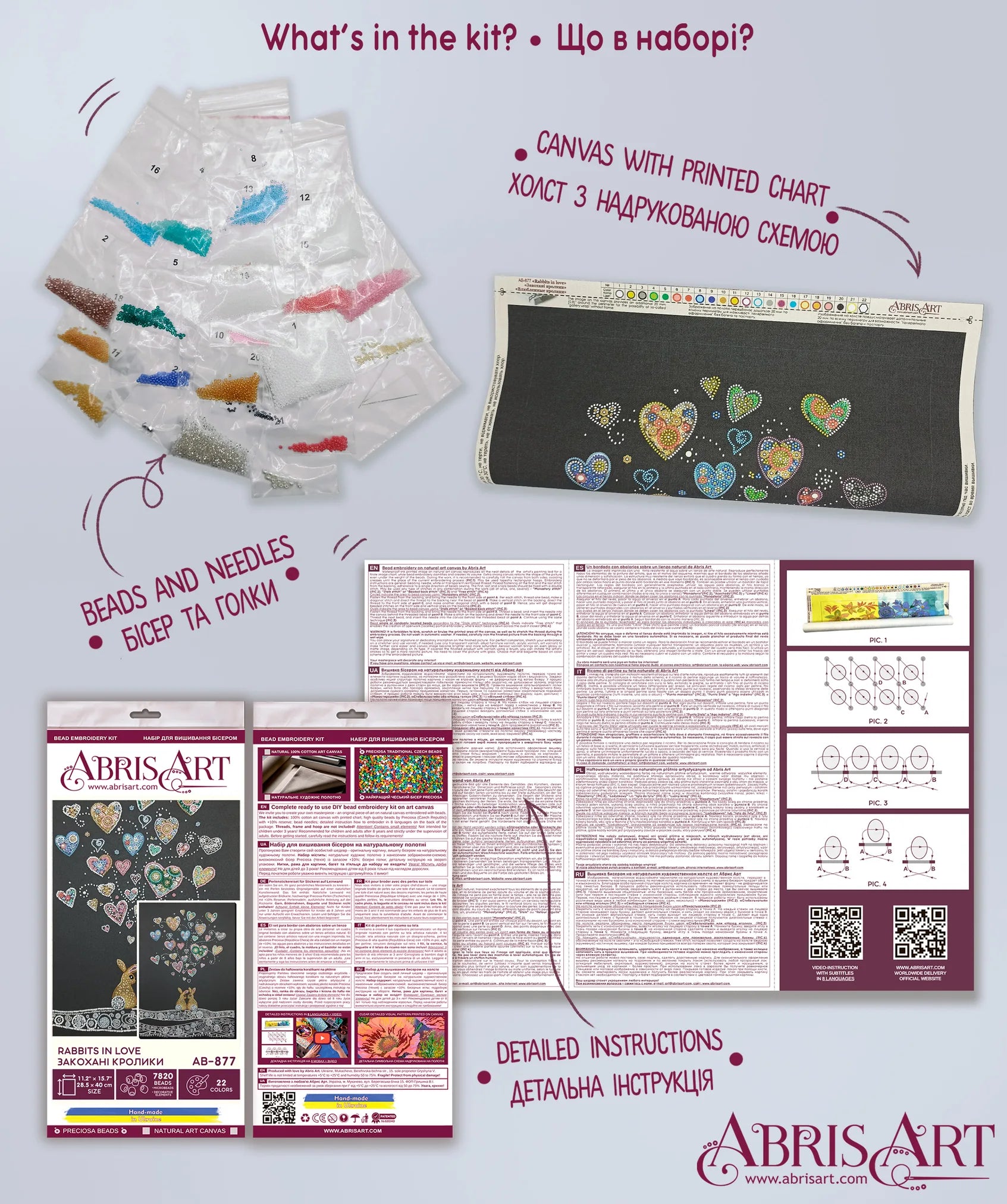 Bead Embroidery Kit Main Bead Embroidery Kit Rabbits in love