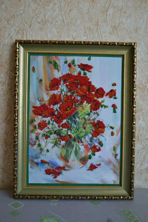 Bead Embroidery Kit Main Bead Embroidery Kit Poppies